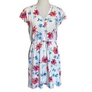 Gap Floral White Lightweight Midi Shortsleeved Sundress